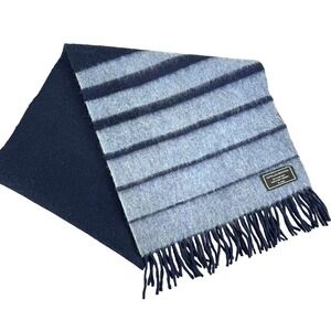 Blue/black stripe lambswool scarf made in Germany